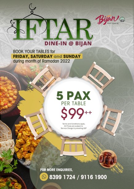 Iftar @ Bijan 5pax Table